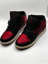 Nike Air Jordan 1 Mid Black Gym Red/White 554725-074 Sz 6.Y