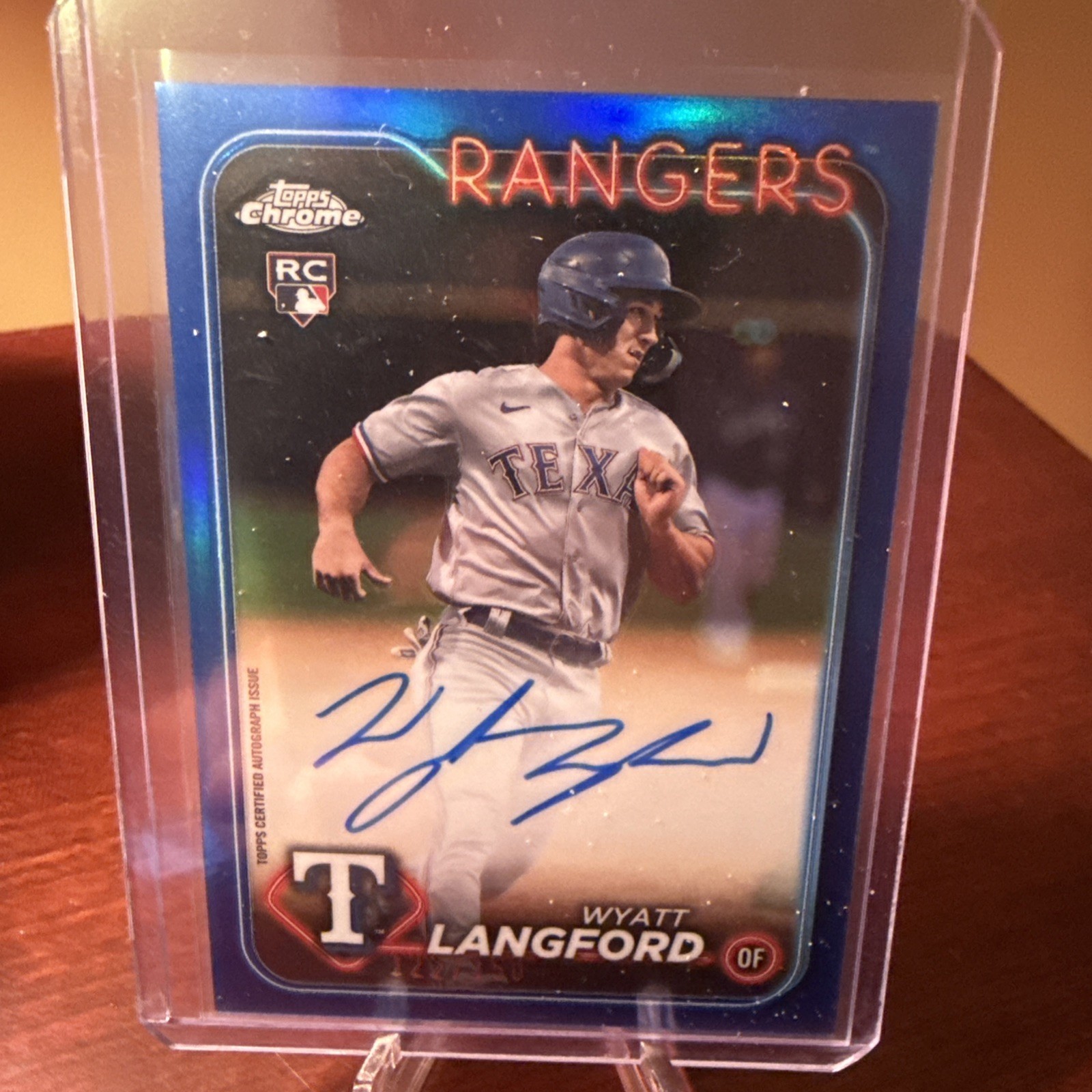 2024 Topps Chrome Wyatt Langford  Blue Refractor Auto /150 Rookie RA-WL