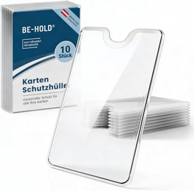 BE-HOLD 10 Stück transparente Scheckkartenhüllen (91 x 59 mm)   Robuste Har