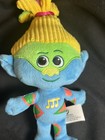 DJ Troll Plüsch 2020 Vintage blau mit gelben Haaren im Pferdeschwanz 10 Zoll Dreamworks