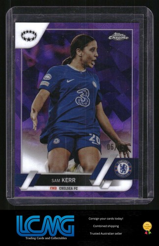 2022-23 Topps Chrome Sapphire UEFA Women's UCL #20 Sam Kerr Purple #/15 2NY