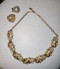 Vintage Aurora Borealis Rhinestone Parure Set -Clip Earrings & Matching Necklace — photo 1