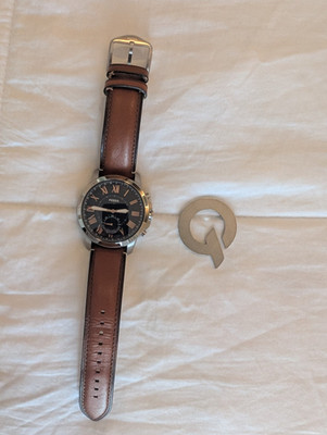 Fossil FTW1122 Grant Stainless Steel 44mm Hybrid Men's Smartwatch - Brown/Blue