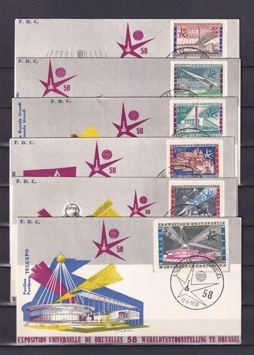 [LG78574] Belgium N°1047/1052FDC Expo '58 First Day Cover COB € 10,00 SUPERB