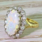 14K Yellow Gold Plated 3Ct Oval Cut Natural Fire Opal Halo Engagement Ring