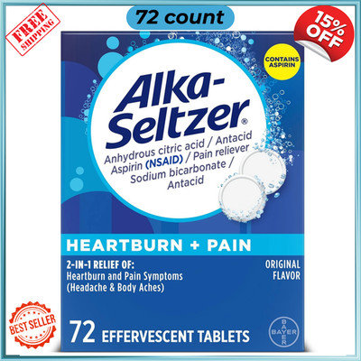 Alka-Seltzer Effervescent Tablets Original Flavor, Fast Multi-Symptom Relief
