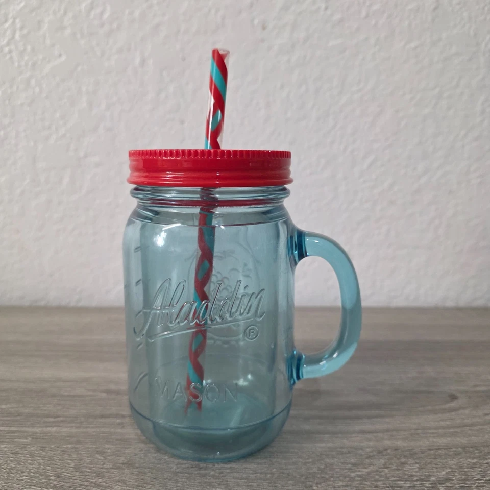 Aladdin 2-Set Insulated 20oz Clear Plastic Mason Jar Tumbler Travel Mug - Image 2 of 4