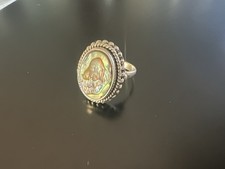Abalone Statement Ring Sterling Silver size 6.5