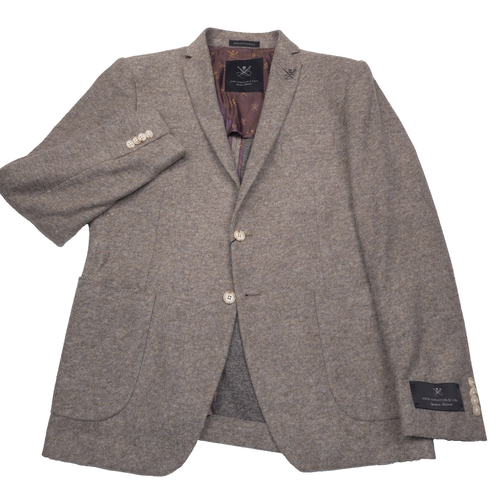 John Varvatos Jersey Flannel Varick Sport Coat Mens 44R Oatmeal Blazer Jacket 59990₽
