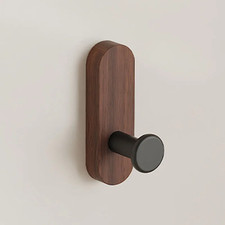 Self Adhesive Walnut Wood Wall Hook Coat and Towel Hanger Rack