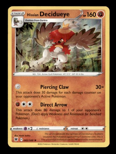HISUIAN DECIDUEYE 082/189 - HOLO R - ASTRAL RADIANCE - NM/M