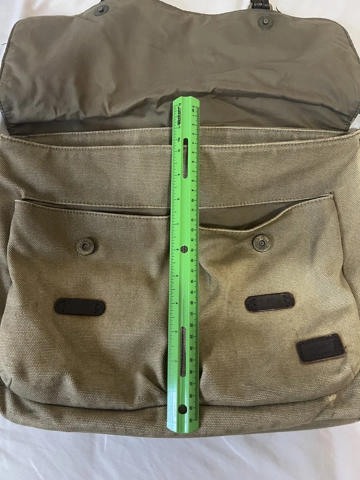 Vintage Levi Strauss Unisex Olive Green Leather Straps Shoulder Messenger Bag - Image 3 of 4