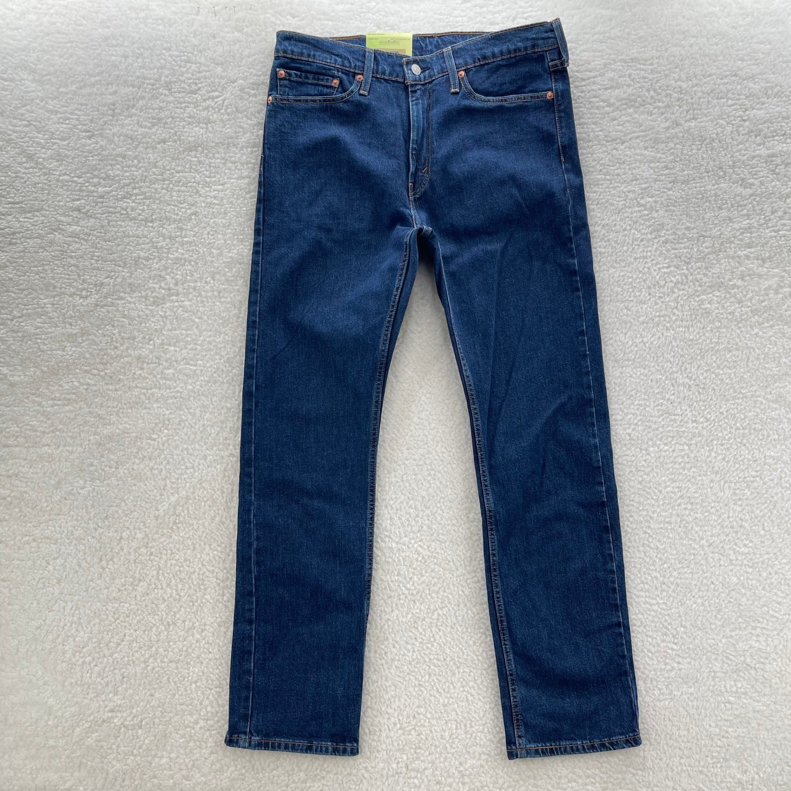 Mens 34x32 Blue Slim Straight Medium Wash Denim Preppy Casua