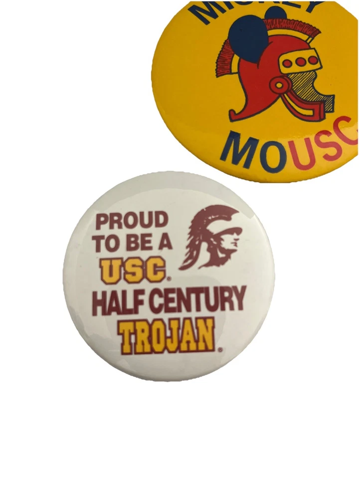 Vintage USC Trojans Pin-back buttons - Lot Of 3 - 80s NCAA Football California - Image 2 of 4