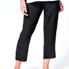 J Jill Black Linen Stretch Pants Women's Size 12 Cropped Trousers 218711