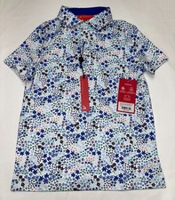 Redvanly Boys Phodes Polo Color Bright White/Blue Multi Size Medium New With Tag