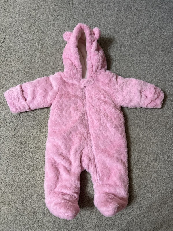 Wonder Nation Size 3-6 Months Pink Fuzzy One Piece Zip Up NWOT