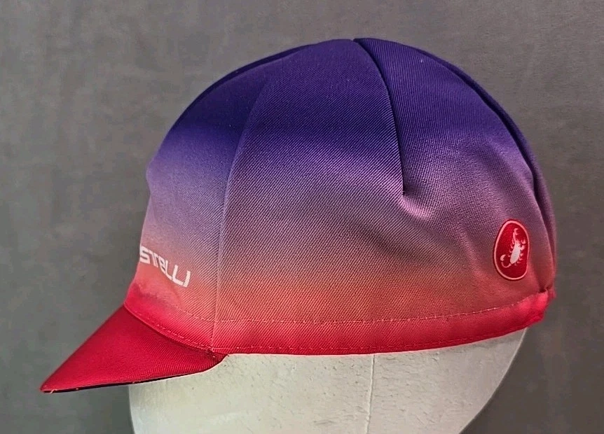 Gorra de Ciclismo Castelli Talla Única Ajuste Elástico Gorra de Ciclismo Hecha en Italia Rojo Púrpura Foto 2 de 4
