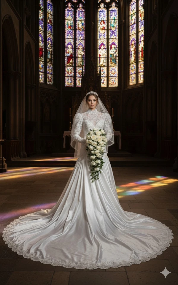 1990-е ПРИНЦЕССА ТРАНСФОРМИРУЕМЫЙ ЕЩЕ БЕЛЫЙ СВАДЕБНОЕ ПЛАТЬЕ РАЗМЕР 6 - Изображение 2 из 4