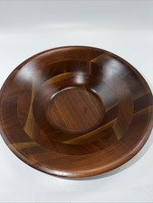 Vintage Vermillion Walnut Wood Salad Bowl 12  Gorgeous