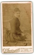 Antique CDV Circa 1890s C.J. Gearing Young Lady In Dress Unmarked