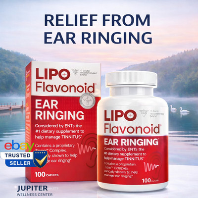 Lipo Flavonoid Tinnitus Relief For Ringing Ears Ear Health, 100 CT - Exp 2/2027+