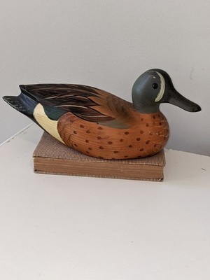 Vintage Big Sky Carvers Teal Duck Decoy Signed M. Michael Bozeman MT 11''x5''x4.5''