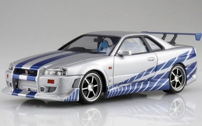 AOSHIMA 06795 1/24 Fast & Furious R34 Skyline GT-R(Plastic model Car)