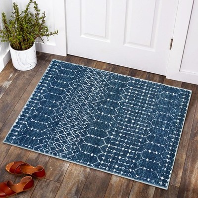 Moroccan Indoor Rugs for Entryway 2x3 Area Rug Non-Slip Backing Washable Insi...