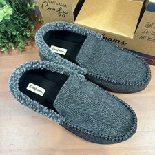 Dearfoams Men's Memory Foam Comfy Black Slippers Size M 9-10 