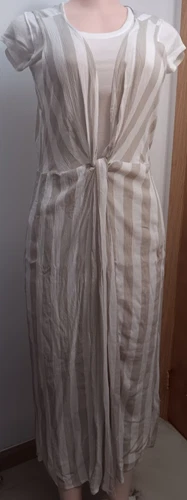 OFF WHITE Abito completo in rayon beige e bianco sporco righe aperto fondo foderato taglia M