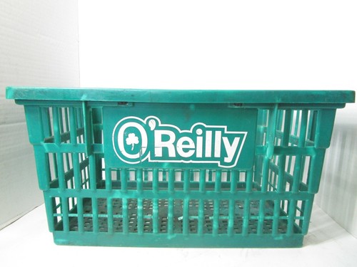 O'Reillys Auto Parts Plastic Green Shopping Basket Decor Storage Garage Organize