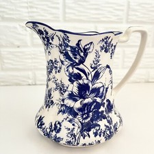 Vintage Blue & White Porcelain Pitcher 7  Cot...