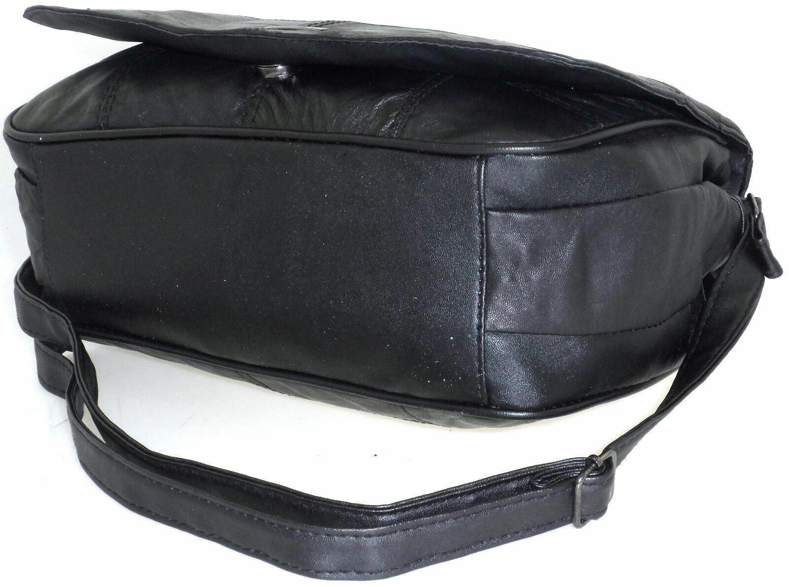 Ladies Women Lorenz Real Leather Multi Pocket Cross Body Messenger