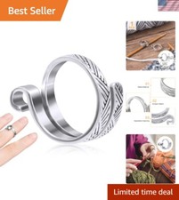 Adjustable Metal Crochet Loop Ring for Effortless Knitting  Comfort - Silver