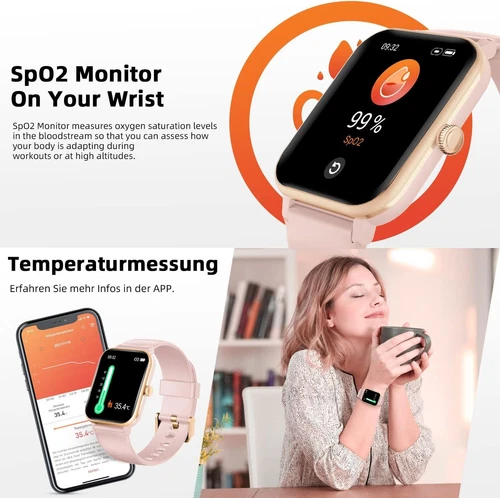 2025 Smartwatch Damen Herren für Android iOS Fitnessuhr Pulsuhr Schrittzähler - Bild 2 von 7
