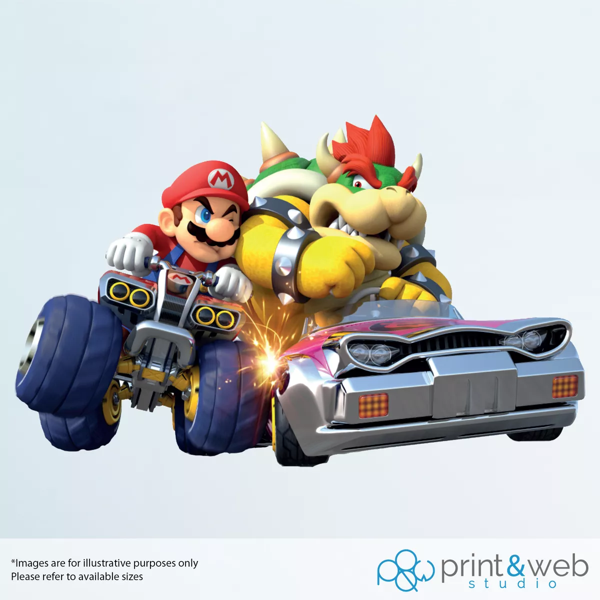 Mario Kart Vinyl Decal Wall Sticker Mario & Bowser