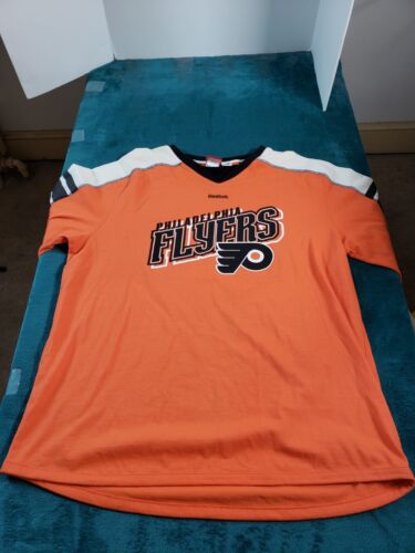 Philadelphia Flyers Shirt Sz 2XL Mens Orange Pullover Long Sleeve Reebok Hockey - 第 1/8 張圖片