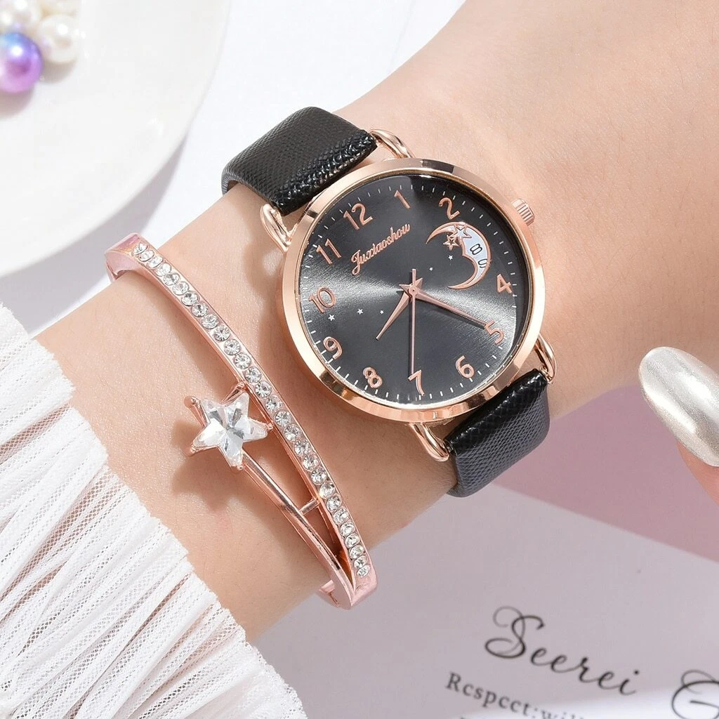 Women's Watch Cute Heart Quartz Watch Analog Pu Leather - Temu