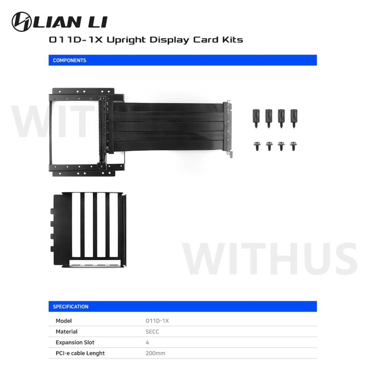 LIAN LI O11D-1X PCI-Express 16x VGA RISER CABLE Upright