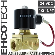 1/2" NPT 24V DC Brass Electric Solenoid Valve  Water Air Gas Viton NC 24VDC