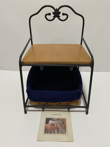 Longaberger Wrought Iron 2 Shelf Desk Counter Stand Organizer & 1 Basket Blue - Picture 4 of 17