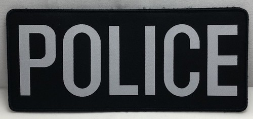 Police Woven Bag Patch x 2 (LG & SM), White Text on Black, Hook Rear. - Picture 8 of 11