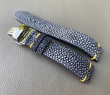 Genuine Leather Watch Strap Band for Apple Watch 45mm, black adapter, black buck