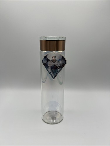 Apana Crystal Rose Gold Cap Glass Water Bottle New