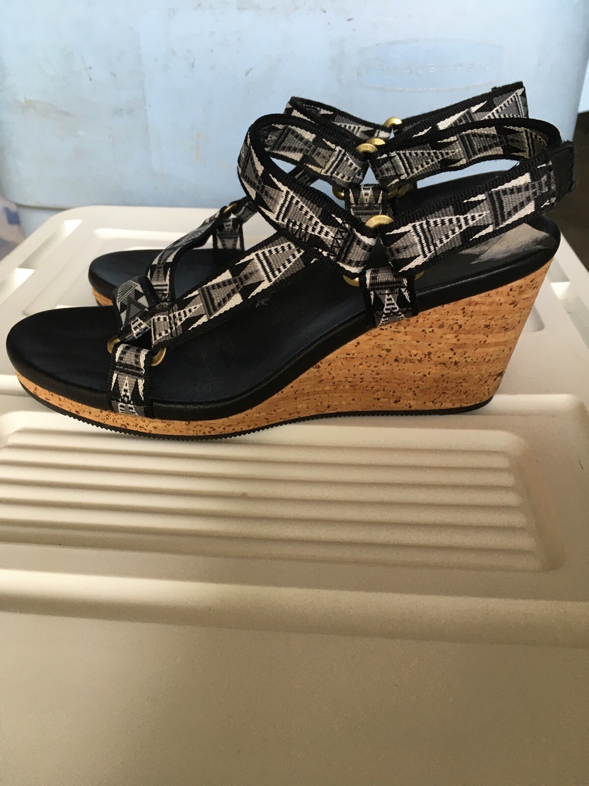 Teva Arrabelle Universal Sandal Mosaic Black Ankle Strap Cork