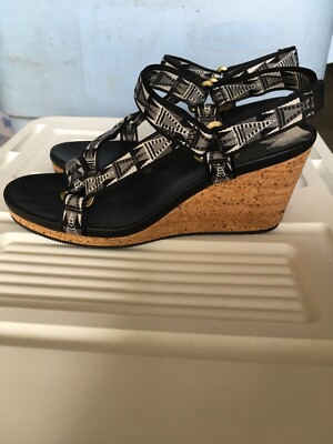 Teva Arrabelle Universal Sandal Mosaic Black Ankle Strap Cork Wedge Size 