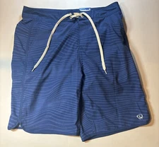 Wave Zone Swim Trunks Men's 32 Blue New Drawstring Mesh Logo Wavy Design