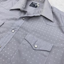 Vtg Wrangler X Long Tails Shirt Mens 17 35 Cowboy Cut Western Pearl Snap Gray
