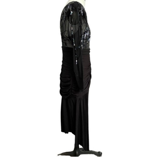 Vintage 80s Casadei Black Sequin Sheer Formal Midi Dress - 4/6 ๐บ๐ธ - Picture 6 of 12